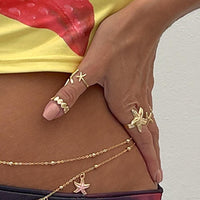 Thumbnail for Bohemia 4pcs Starfish Shell Stackable Open Ring Set - ArtGalleryZen