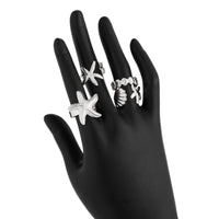 Thumbnail for Bohemia 4pcs Starfish Shell Stackable Open Ring Set - ArtGalleryZen