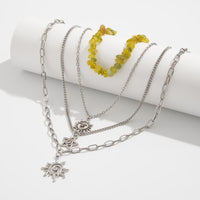 Thumbnail for Bohemia 4pcs Sun Moon Star Pendant Crystal Stone Necklace Set - ArtGalleryZen