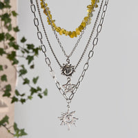Thumbnail for Bohemia 4pcs Sun Moon Star Pendant Crystal Stone Necklace Set - ArtGalleryZen