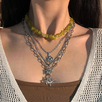 Thumbnail for Bohemia 4pcs Sun Moon Star Pendant Crystal Stone Necklace Set - ArtGalleryZen