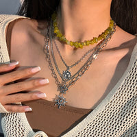 Thumbnail for Bohemia 4pcs Sun Moon Star Pendant Crystal Stone Necklace Set - ArtGalleryZen