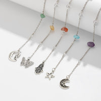 Thumbnail for Bohemia 5pcs Moon Star Butterfly Charm Long Crystal Stone Chain Hair Braids Ring Set - ArtGalleryZen