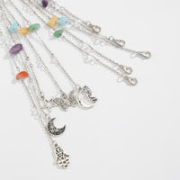 Thumbnail for Bohemia 5pcs Moon Star Butterfly Charm Long Crystal Stone Chain Hair Braids Ring Set - ArtGalleryZen