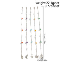 Thumbnail for Bohemia 5pcs Moon Star Butterfly Charm Long Crystal Stone Chain Hair Braids Ring Set - ArtGalleryZen