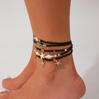 Thumbnail for Bohemia 5Pcs Starfish Charm Conch Pearl Seed Beaded Chain Anklet Set