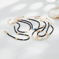 Thumbnail for Bohemia 5Pcs Starfish Charm Conch Pearl Seed Beaded Chain Anklet Set