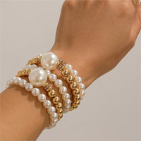 Thumbnail for Bohemia 5Pcs Two Tone CZ Inlaid Pearl Chain Bracelet Set