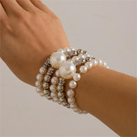 Thumbnail for Bohemia 5Pcs Two Tone CZ Inlaid Pearl Chain Bracelet Set