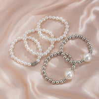 Thumbnail for Bohemia 5Pcs Two Tone CZ Inlaid Pearl Chain Bracelet Set