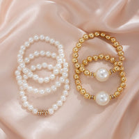 Thumbnail for Bohemia 5Pcs Two Tone CZ Inlaid Pearl Chain Bracelet Set