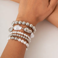 Thumbnail for Bohemia 5pcs Two Tone Irregular Pearl Chain Bracelet Set