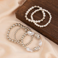 Thumbnail for Bohemia 5pcs Two Tone Irregular Pearl Chain Bracelet Set