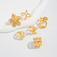 Thumbnail for Bohemia 6pcs Flower Starfish Pearl Irregular Curved Ring Set - ArtGalleryZen