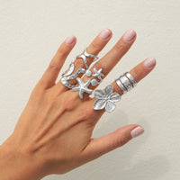Thumbnail for Bohemia 6pcs Flower Starfish Pearl Irregular Curved Ring Set - ArtGalleryZen