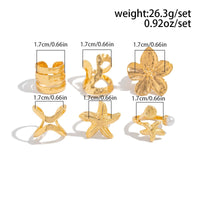 Thumbnail for Bohemia 6pcs Flower Starfish Pearl Irregular Curved Ring Set - ArtGalleryZen