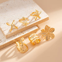 Thumbnail for Bohemia 6pcs Flower Starfish Pearl Irregular Curved Ring Set - ArtGalleryZen