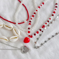 Thumbnail for Bohemia 6pcs Strawberry Heart Pendant Pearl Conch Seed Bead Chain Necklace Set - ArtGalleryZen