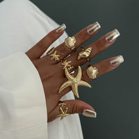 Thumbnail for Bohemia 7pcs Chunky Starfish Conch Shell Ring Set - ArtGalleryZen