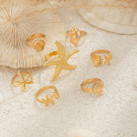 Thumbnail for Bohemia 7pcs Chunky Starfish Conch Shell Ring Set - ArtGalleryZen
