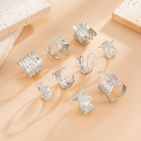Thumbnail for Bohemia 9pcs Chunky Flower Starfish Shell Hollow Ring Set - ArtGalleryZen