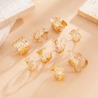 Thumbnail for Bohemia 9pcs Chunky Flower Starfish Shell Hollow Ring Set - ArtGalleryZen