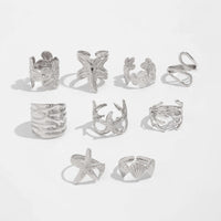 Thumbnail for Bohemia 9pcs Chunky Flower Starfish Shell Hollow Ring Set - ArtGalleryZen
