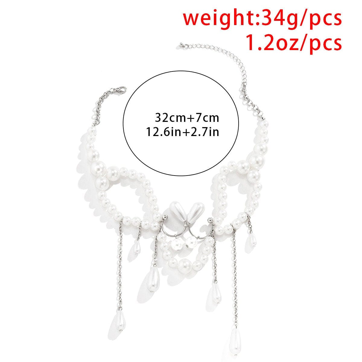 Bohemia Abstract Pattern Pearl Chain Tassel Choker Necklace - ArtGalleryZen