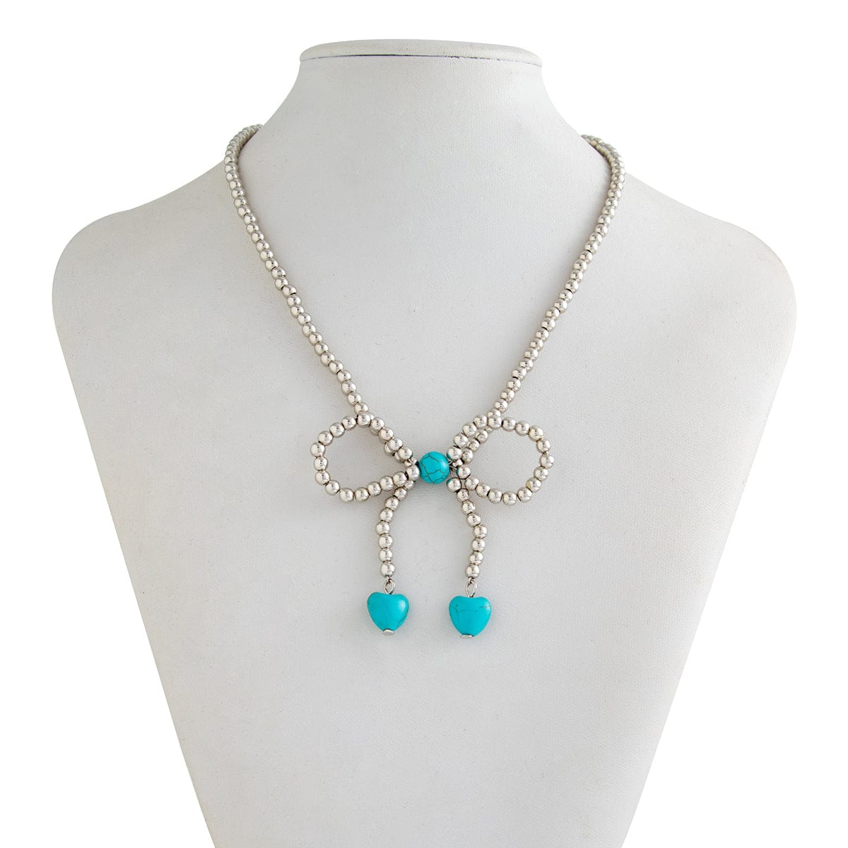 Bohemia Bowknot Shaped Turquoise Beaded Chain Necklace - ArtGalleryZen