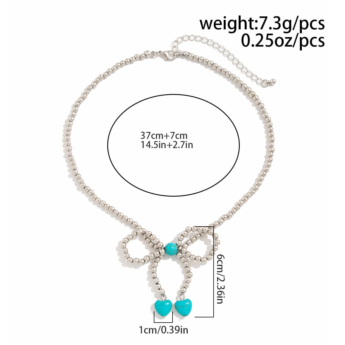 Bohemia Bowknot Shaped Turquoise Beaded Chain Necklace - ArtGalleryZen