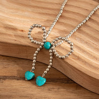 Thumbnail for Bohemia Bowknot Shaped Turquoise Beaded Chain Necklace - ArtGalleryZen