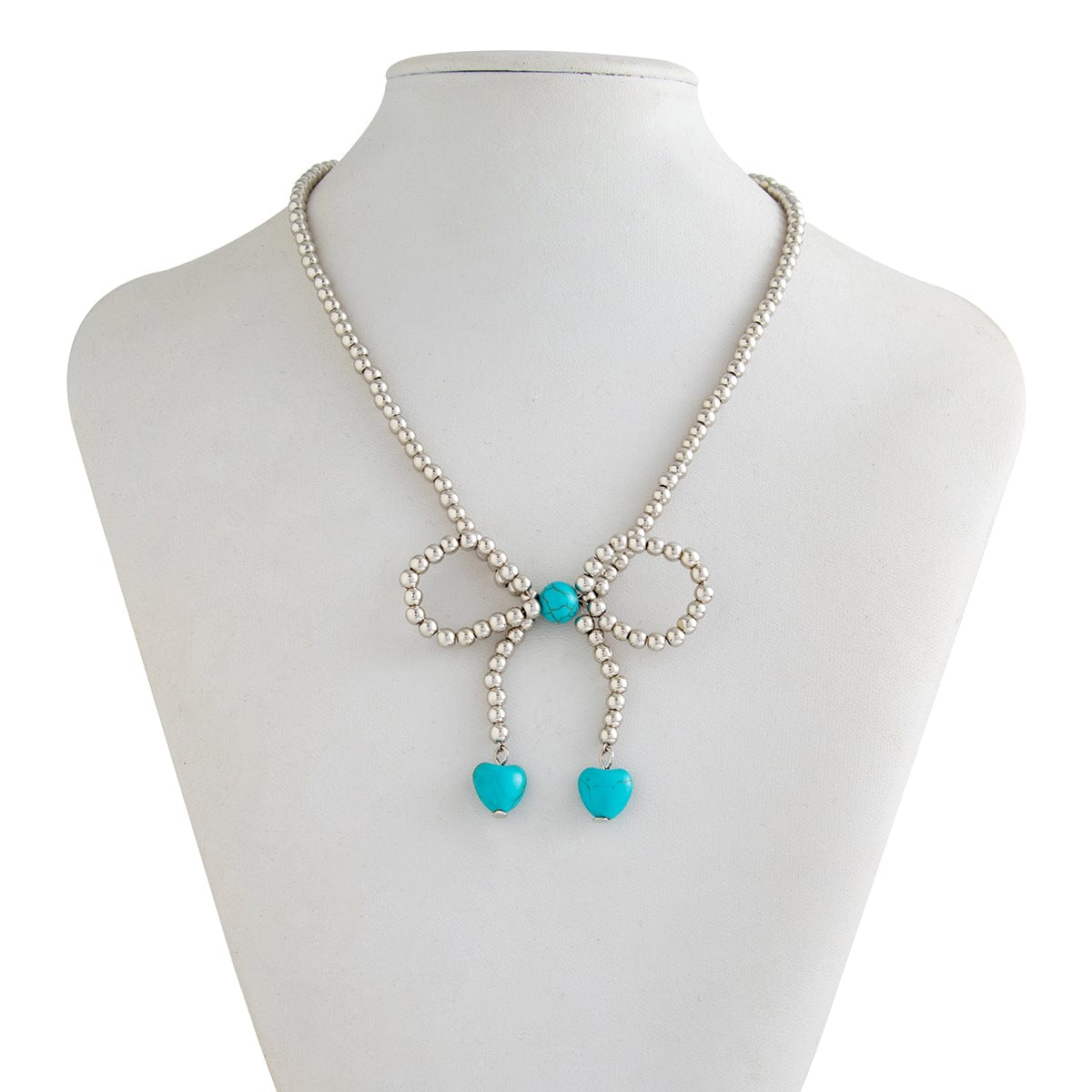 Bohemia Bowknot Shaped Turquoise Beaded Chain Necklace