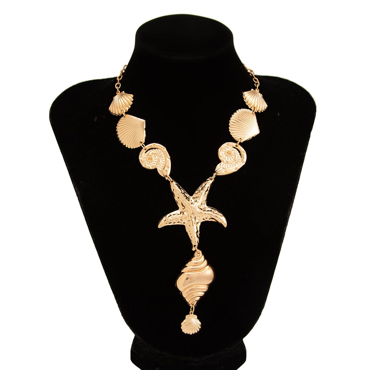 Bohemia Chunky Conch Shell Starfish Charm Y Necklace - ArtGalleryZen