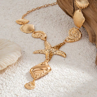 Thumbnail for Bohemia Chunky Conch Shell Starfish Charm Y Necklace - ArtGalleryZen