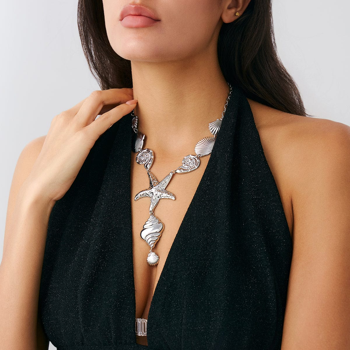 Bohemia Chunky Conch Shell Starfish Charm Y Necklace - ArtGalleryZen