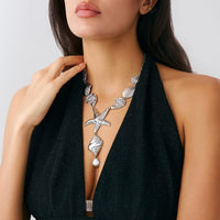 Thumbnail for Bohemia Chunky Conch Shell Starfish Charm Y Necklace - ArtGalleryZen