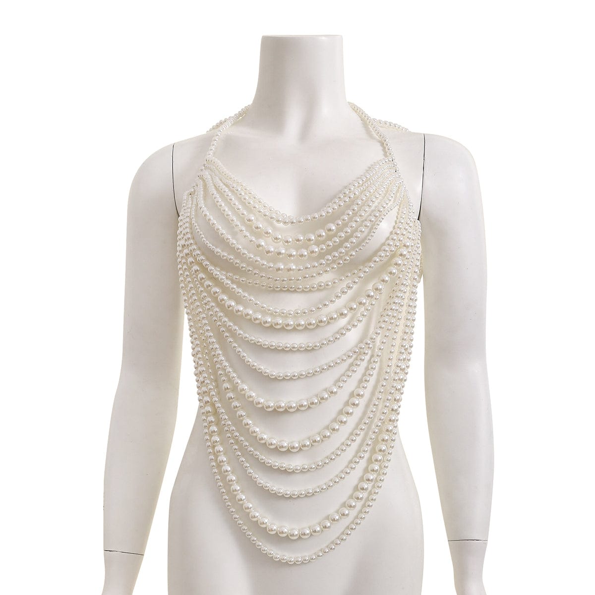 Bohemia Chunky Layered Pearl Backless Body Chain Bra