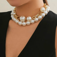 Thumbnail for Bohemia Chunky Layered Pearl Chain Choker Necklace Set