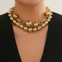 Thumbnail for Bohemia Chunky Layered Pearl Chain Choker Necklace Set