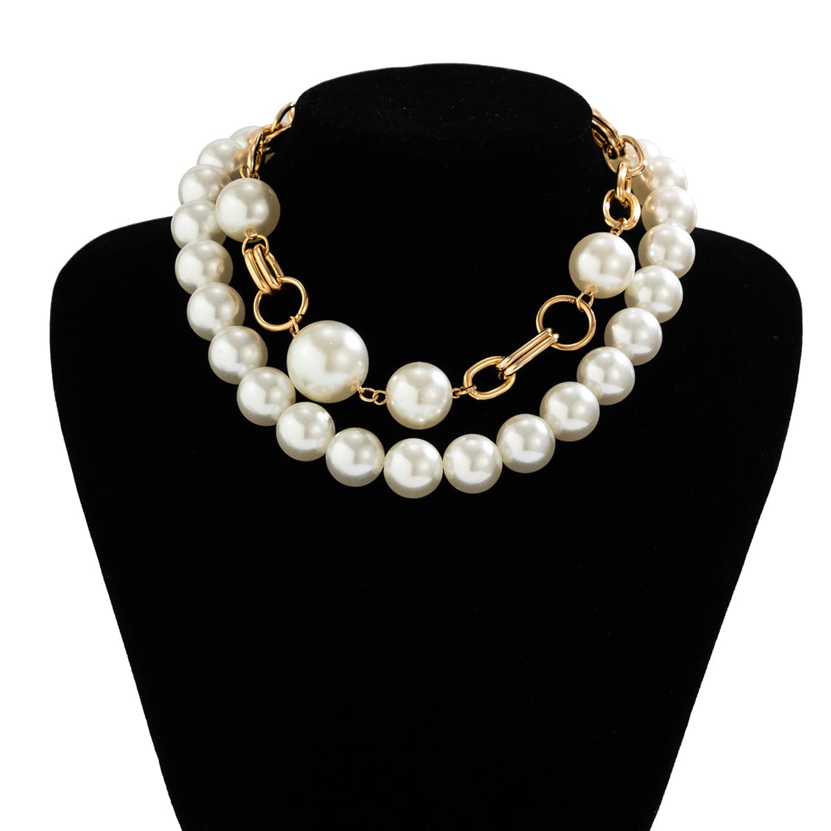 Bohemia Chunky Layered Pearl Chain Choker Necklace Set