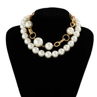 Thumbnail for Bohemia Chunky Layered Pearl Chain Choker Necklace Set