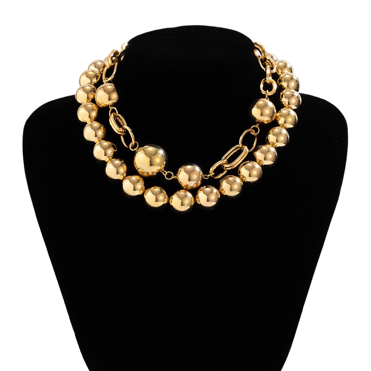 Bohemia Chunky Layered Pearl Chain Choker Necklace Set