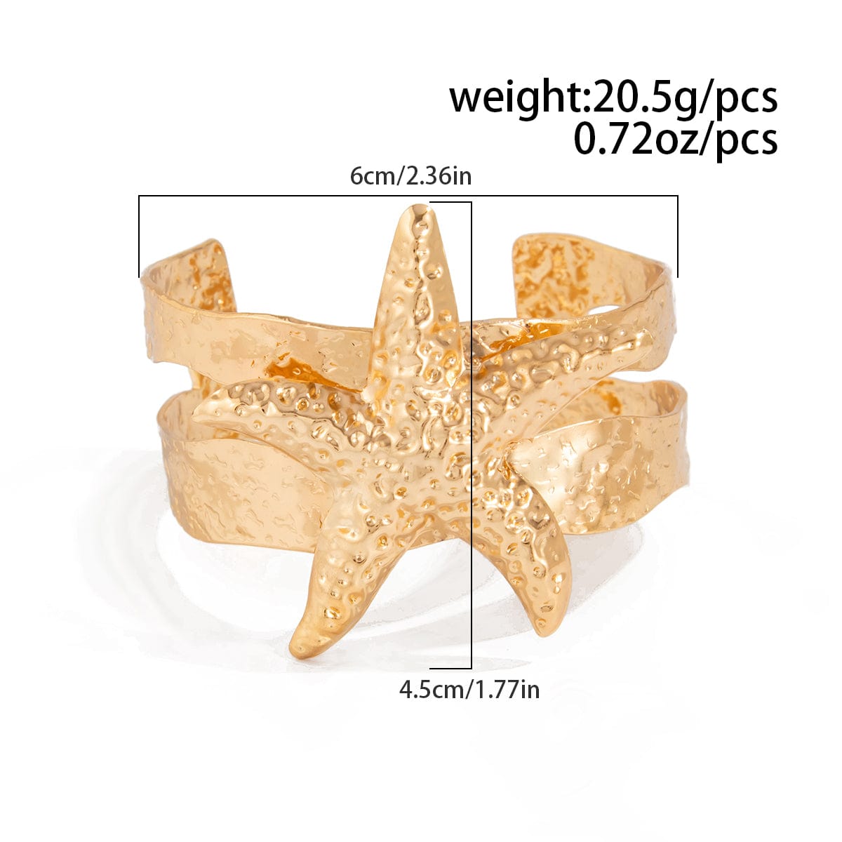 Bohemia Chunky Starfish Hollow Bangle Bracelet - ArtGalleryZen