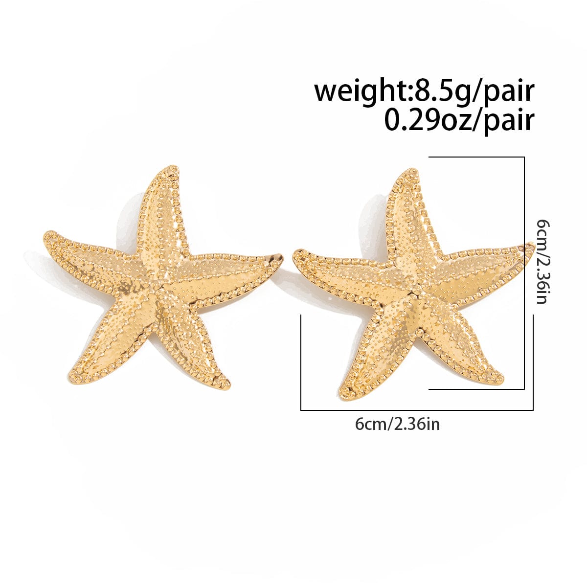 Bohemia Chunky Textured Starfish Earrings - ArtGalleryZen