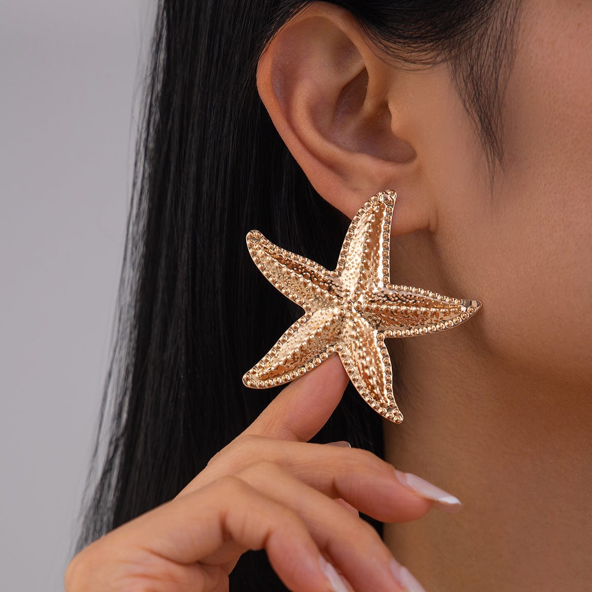 Bohemia Chunky Textured Starfish Earrings - ArtGalleryZen
