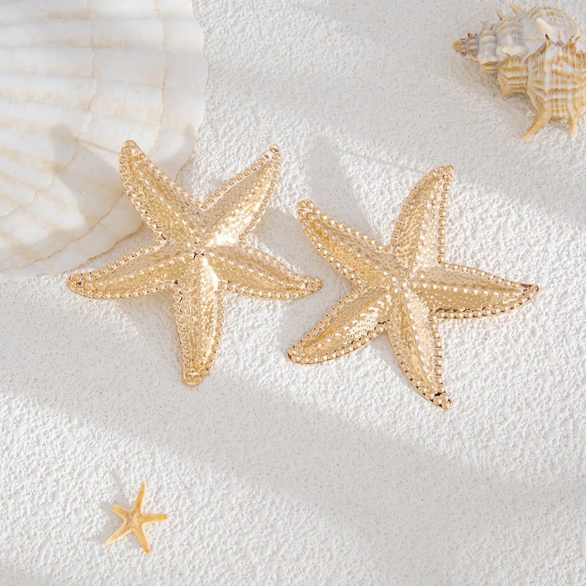 Bohemia Chunky Textured Starfish Earrings - ArtGalleryZen