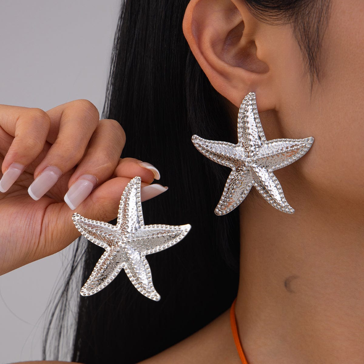 Bohemia Chunky Textured Starfish Earrings - ArtGalleryZen