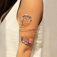 Thumbnail for Bohemia Colorful Natural Turquoise Stone Spiral Arm Cuff