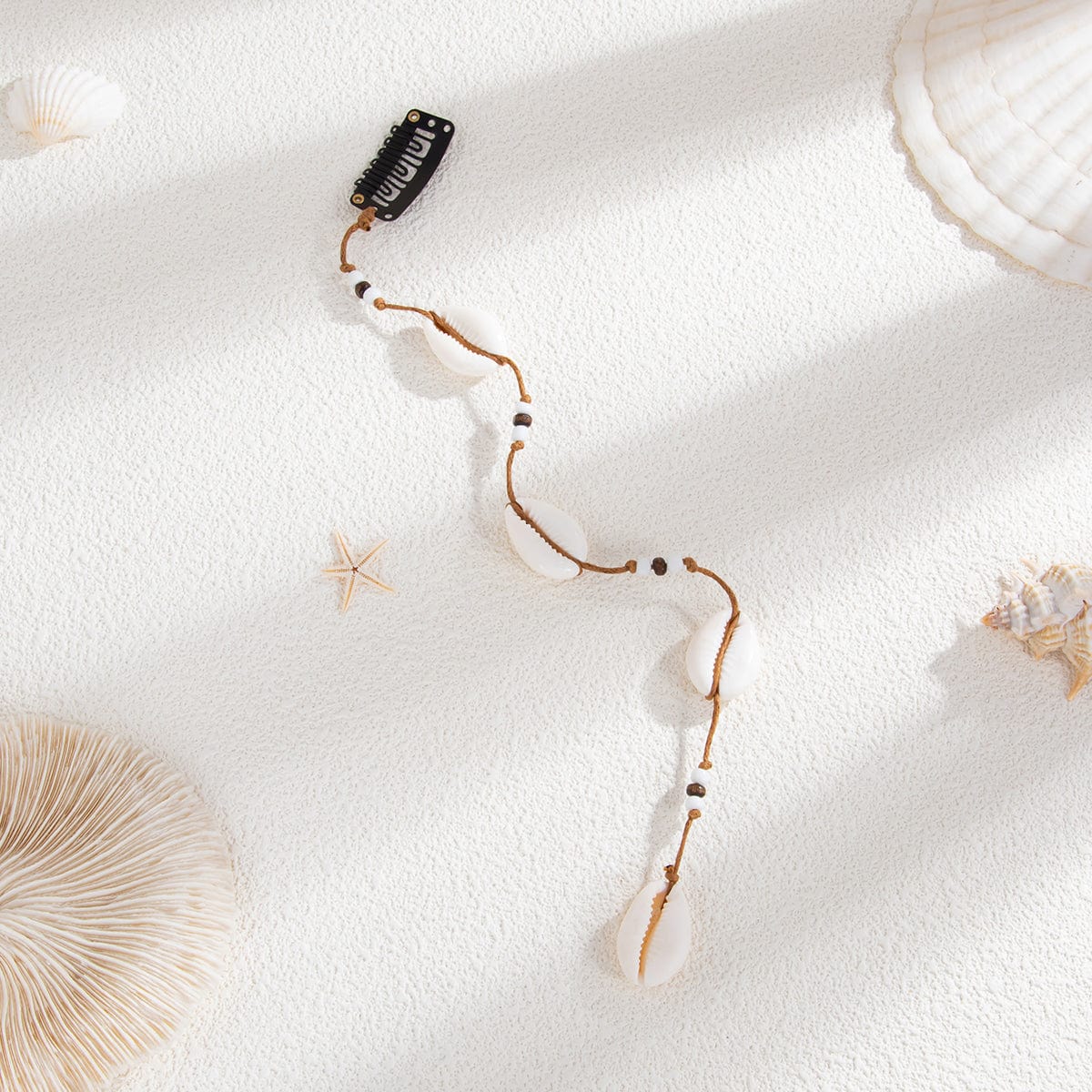 Bohemia Conch Seed Beaded Chain Hair Clip - ArtGalleryZen