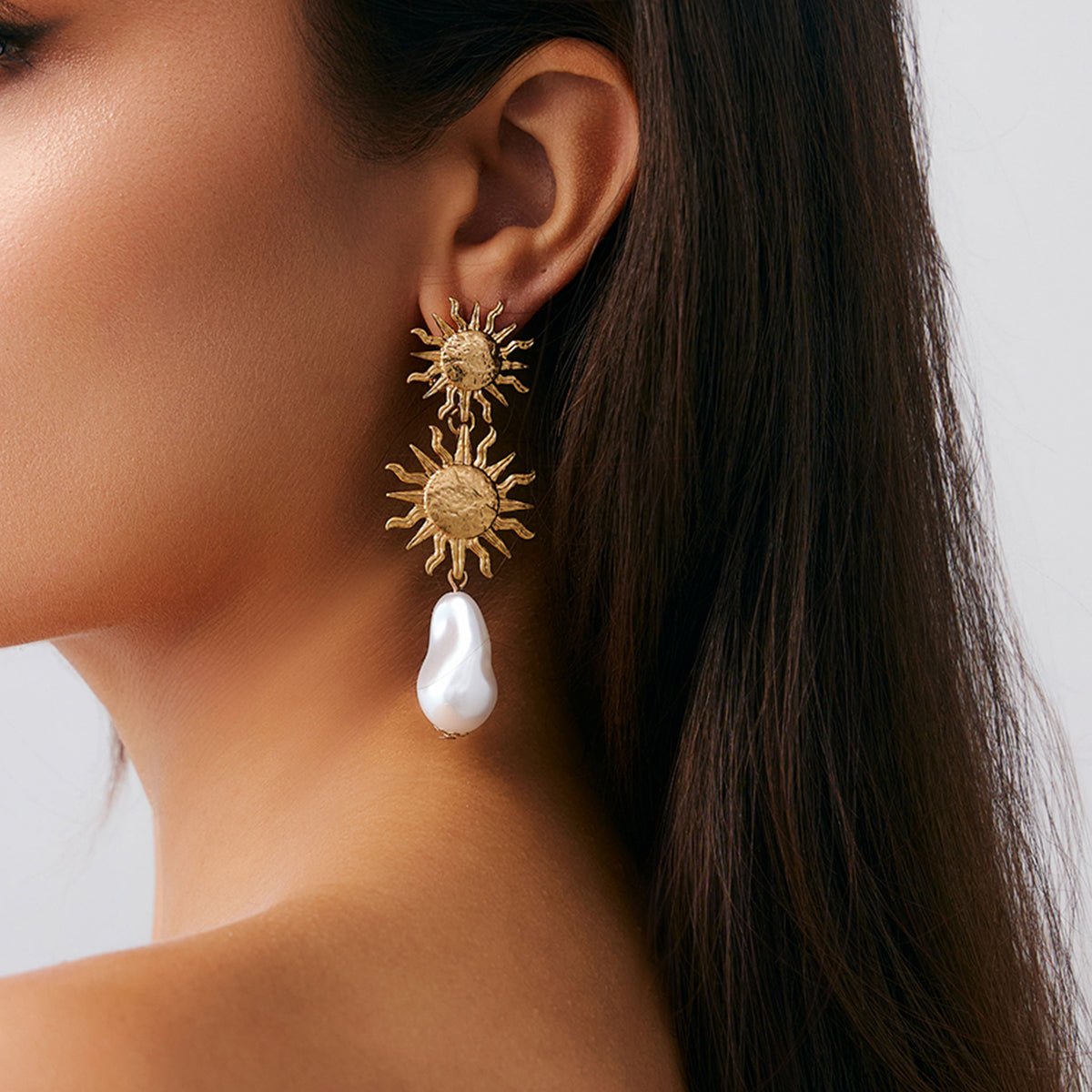 Bohemia Dangling Sun Pearl Earrings - ArtGalleryZen